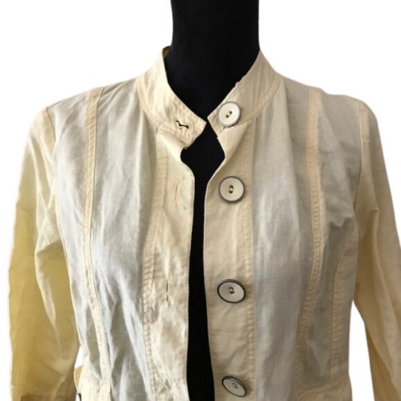 Chicos Women's Blazer/Jacket Pale Yellow Linen Lightweight Big Button Size Small - Picture 2 of 11